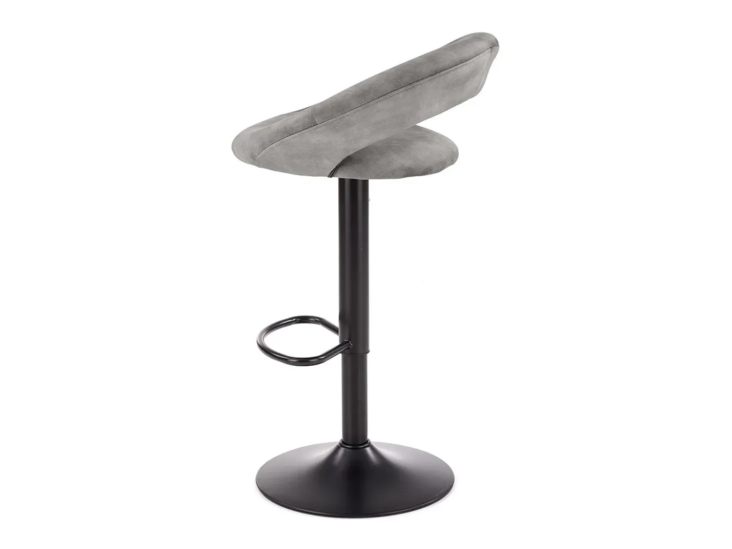 Taburete de bar contemporáneo de terciopelo gris con estructura de metal negro BEDIVERE