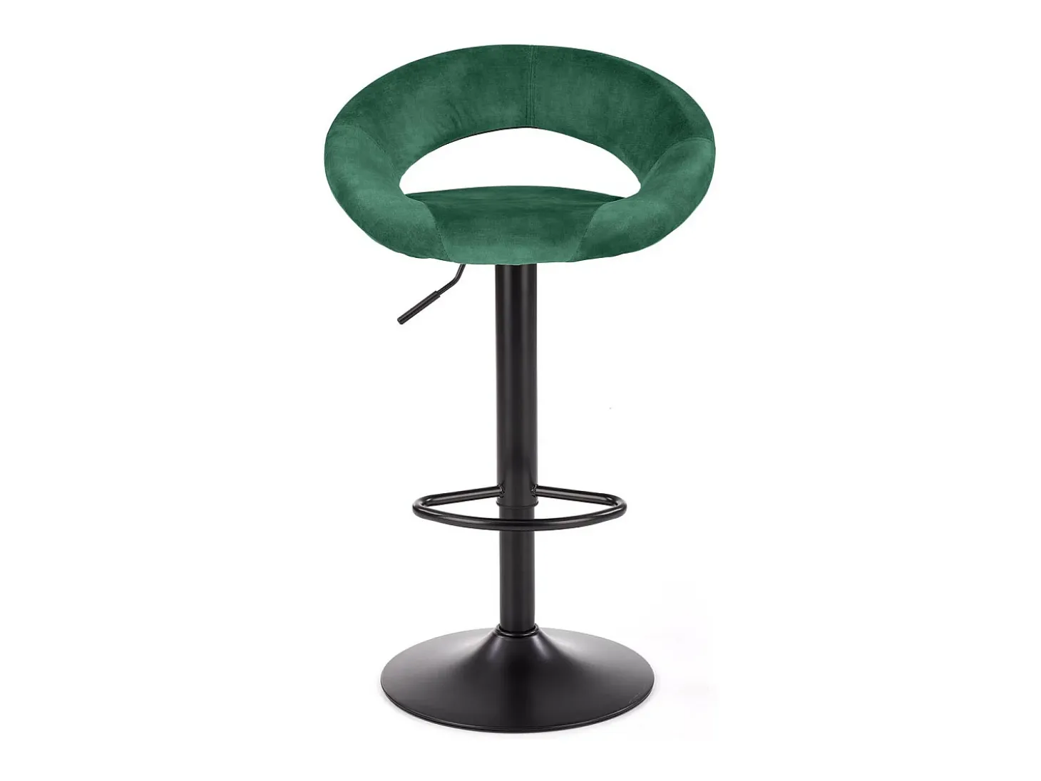 Taburete de bar contemporáneo de terciopelo verde con estructura de metal negro BEDIVERE