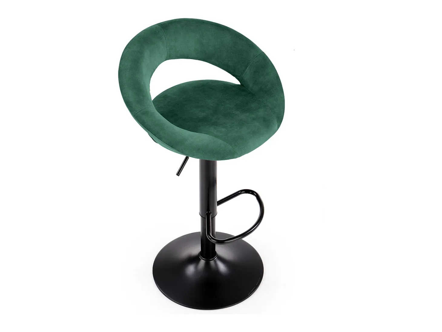 Taburete de bar contemporáneo de terciopelo verde con estructura de metal negro BEDIVERE