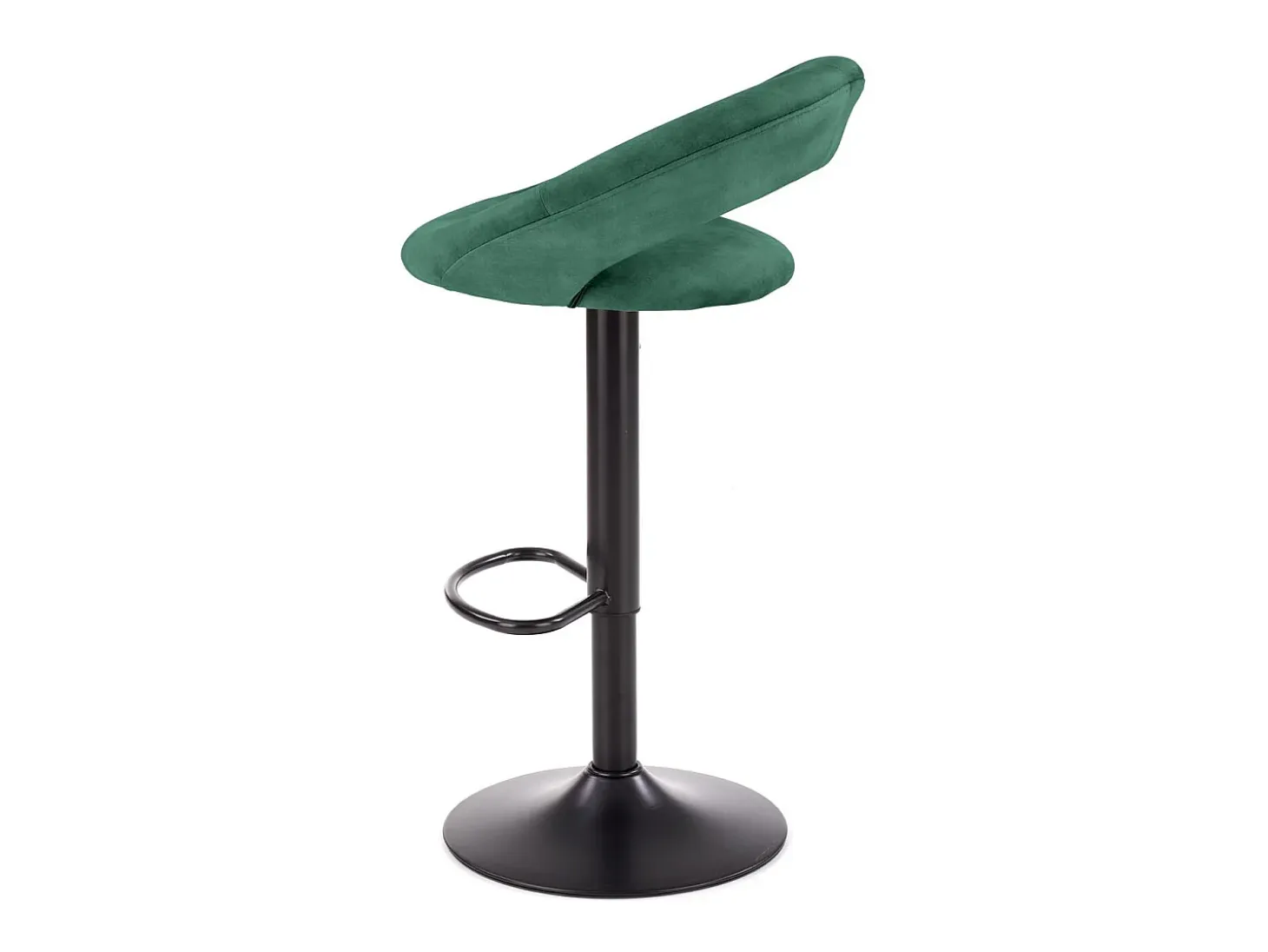 Taburete de bar contemporáneo de terciopelo verde con estructura de metal negro BEDIVERE