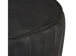 Taburete de bar de cuero genuino negro