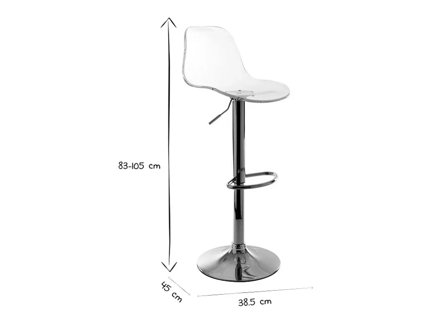 Taburete de bar de diseño transparente (lote de 2) GALILEO