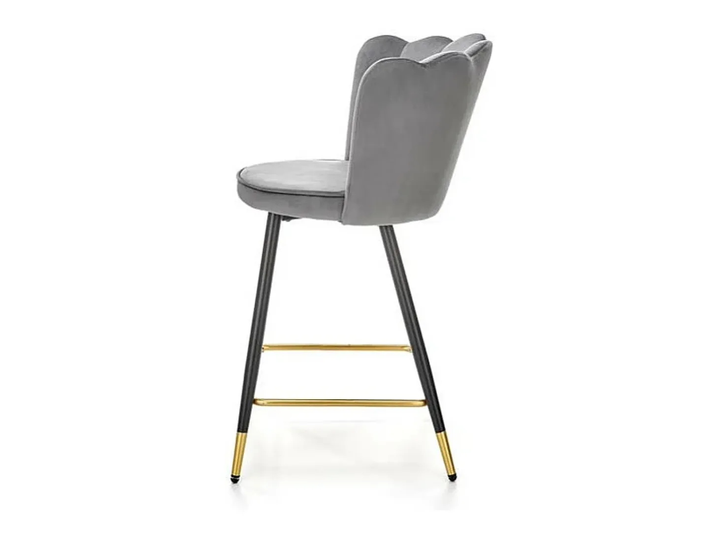 Taburete de bar de diseño en terciopelo gris Sundo