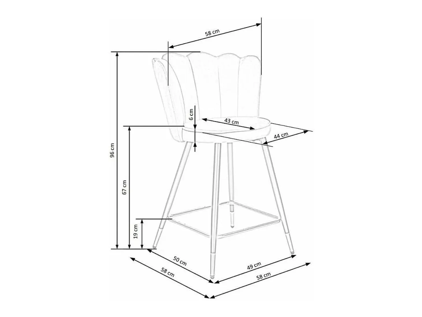 Taburete de bar de diseño en terciopelo gris Sundo