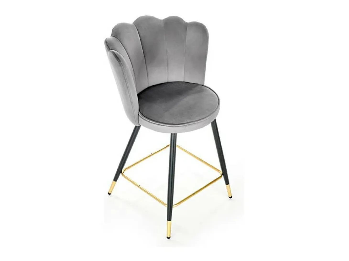 Taburete de bar de diseño en terciopelo gris Sundo