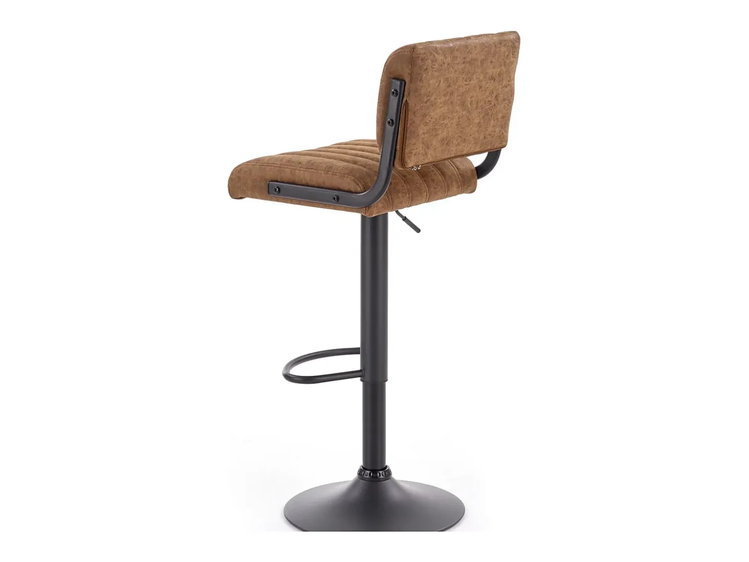 Taburete de bar de ecopiel marrón con base de metal negro BIRMINGHAM