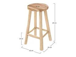 Taburete de bar de media altura de teca 67 cm - Ika