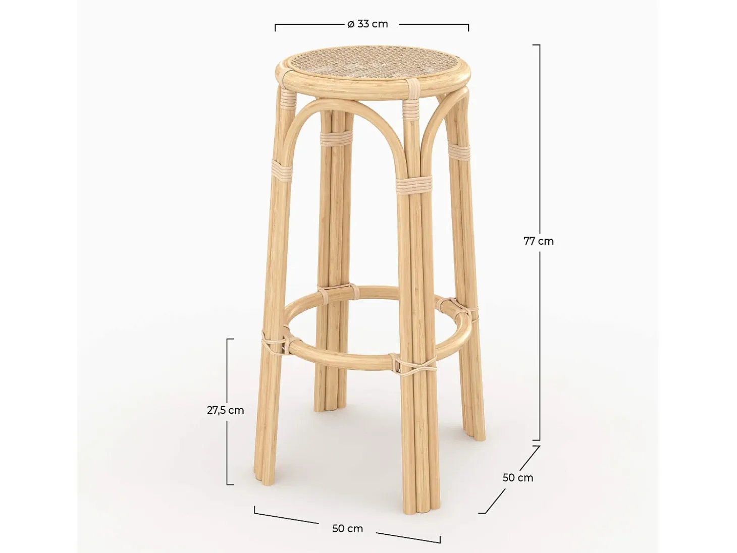 Taburete de bar de ratán 75 cm - Vania