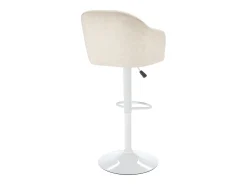 Taburete de bar de tela y metal - Altura regulable - Crema y blanco - CARSTEN