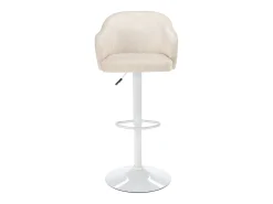 Taburete de bar de tela y metal - Altura regulable - Crema y blanco - CARSTEN