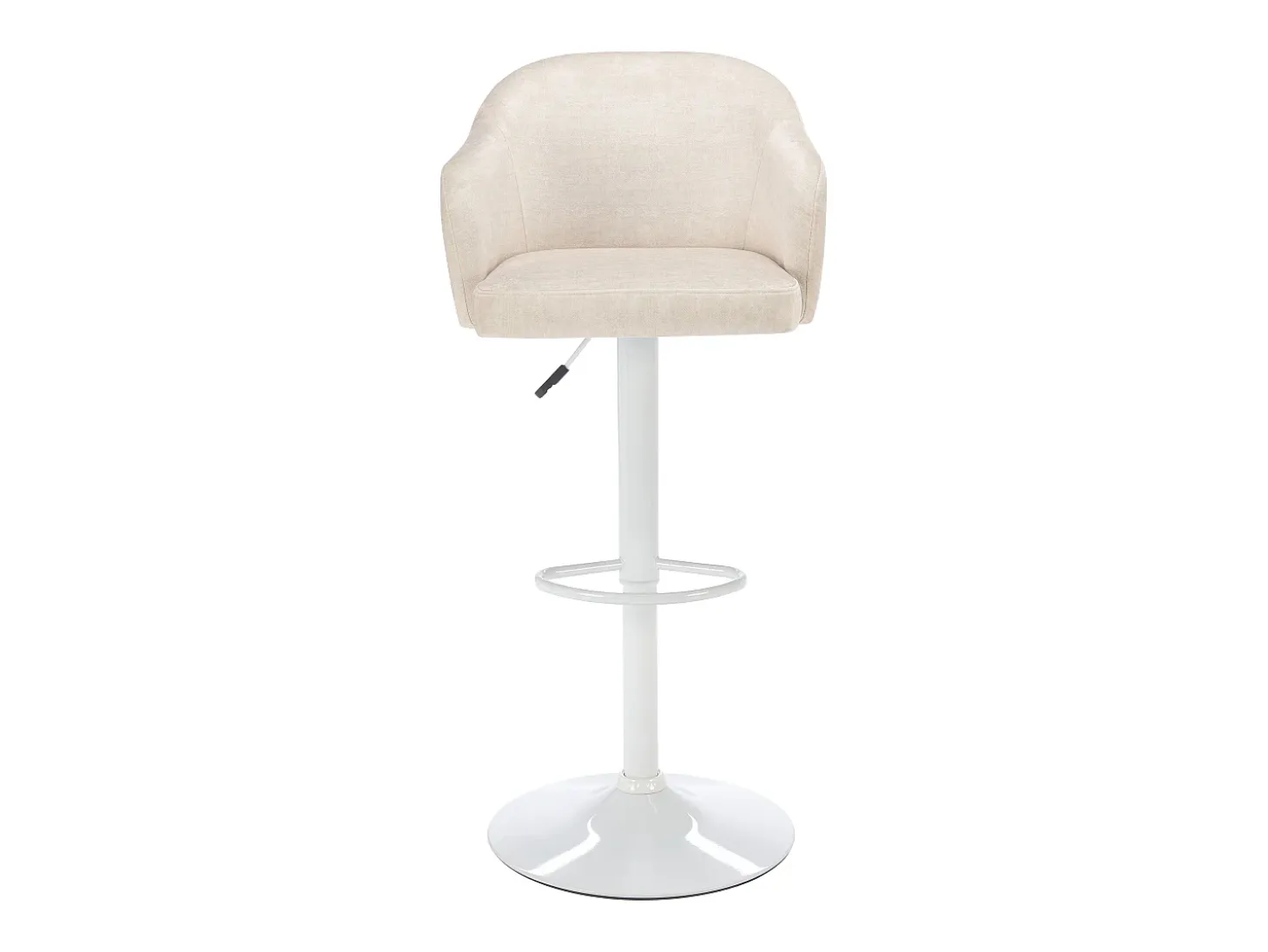 Taburete de bar de tela y metal - Altura regulable - Crema y blanco - CARSTEN