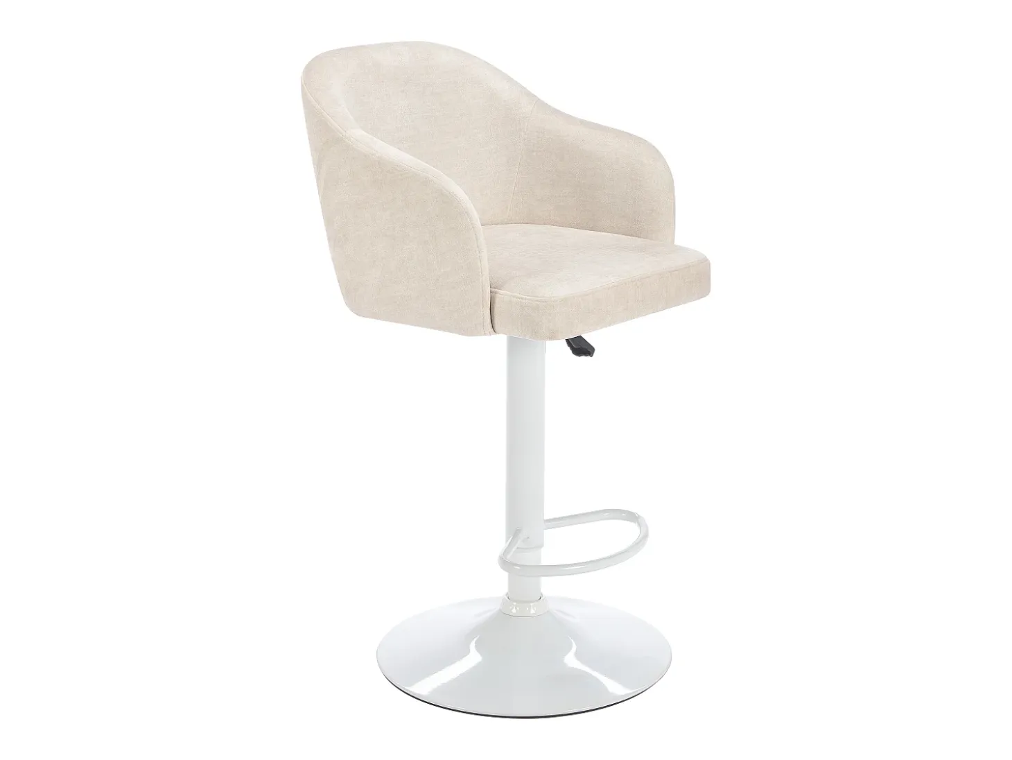 Taburete de bar de tela y metal - Altura regulable - Crema y blanco - CARSTEN