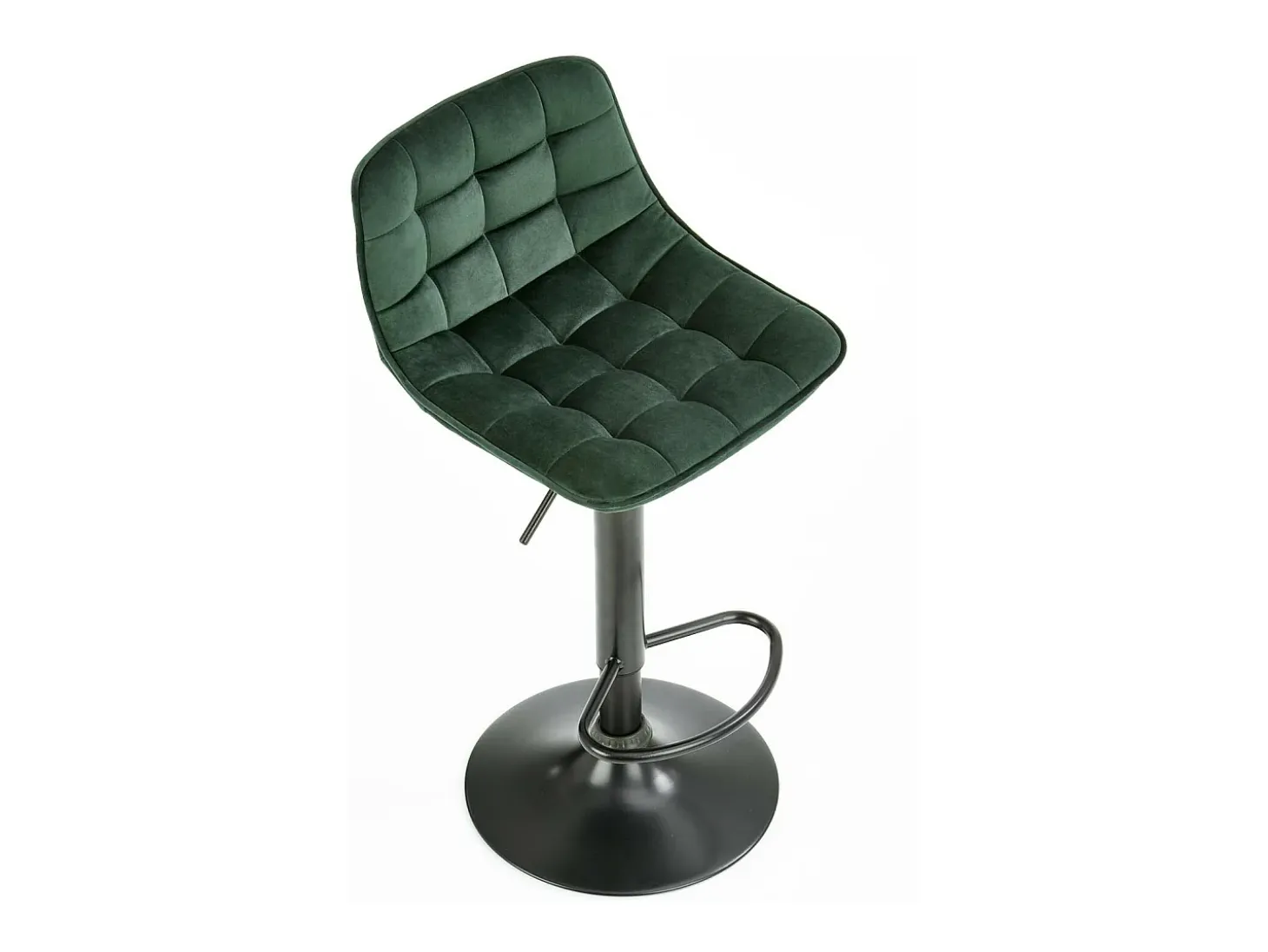 Taburete de bar de terciopelo verde oscuro con estructura de acero negro MANCHESTER