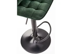 Taburete de bar de terciopelo verde oscuro con estructura de acero negro MANCHESTER
