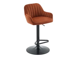 Taburete de bar de terciopelo y metal negro - Altura ajustable - Terracota - ELEANA