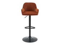 Taburete de bar de terciopelo y metal negro - Altura ajustable - Terracota - ELEANA