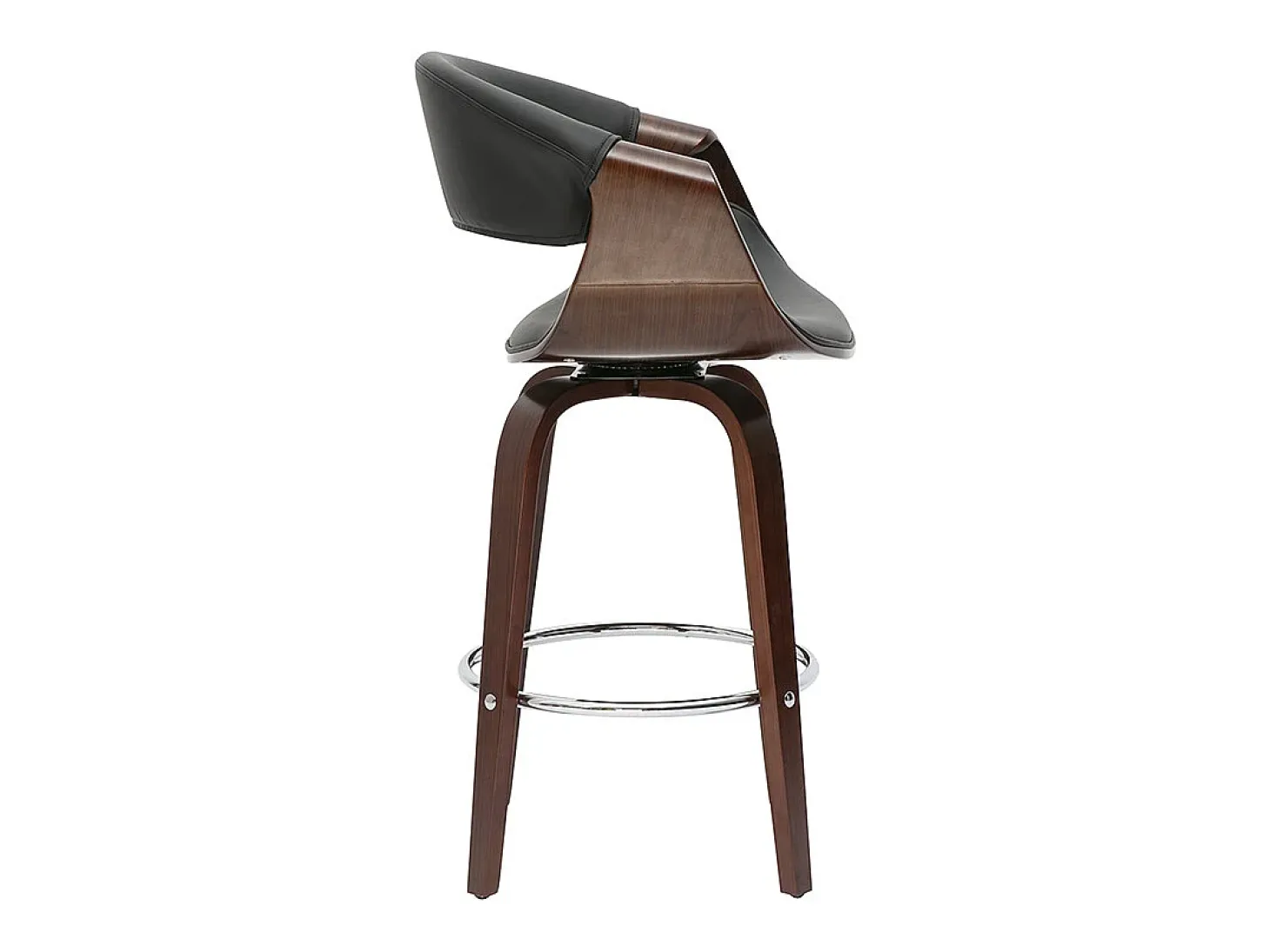 Taburete de bar diseño negro y madera oscura 65 cm ARAMIS