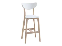 Taburete de bar escandinavo blanco y madera 75cm lote de 2 LEENA