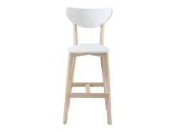 Taburete de bar escandinavo blanco y madera 75cm lote de 2 LEENA
