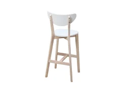 Taburete de bar escandinavo blanco y madera 75cm lote de 2 LEENA
