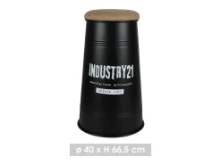 Taburete de bar estilo industrial colección APERO - Color negro con asiento de yute