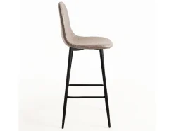 Taburete de bar estilo vintage en símil piel y acero negro Kony 77 cm-Color Marrón claro