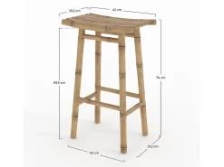 Taburete de bar exterior en bambú 74 cm - Vadella