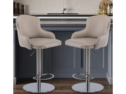 Taburete de bar giratorio de acero inoxidable negro, tapizado en cuero moderno, con respaldo y altura ajustable (52,5 x 52,5 x 116 cm)