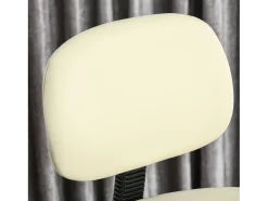 Taburete de bar giratorio con respaldo, altura regulable, tapizado en PU beige, estructura de acero (56 x 57 x 104-127 cm)