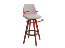 Taburete de bar giratorio MCW-C43, taupe