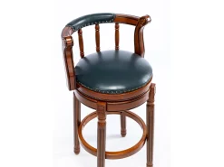 Taburete de bar giratorio 360° - Cuero auténtico, madera, diseño moderno, azul (54,8 x 54,8 x 96 cm)