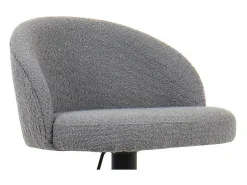 Taburete de bar HYDRA – Bouclé gris claro – Altura ajustable 86-107 cm – Patas de metal – Estilo moderno