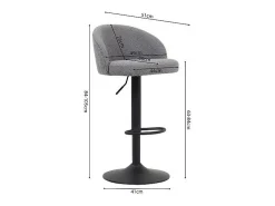 Taburete de bar HYDRA – Bouclé gris claro – Altura ajustable 86-107 cm – Patas de metal – Estilo moderno