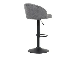 Taburete de bar HYDRA – Bouclé gris claro – Altura ajustable 86-107 cm – Patas de metal – Estilo moderno