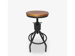 Taburete de bar industrial de madera y metal ajustable con tornillo de rosca Skiv