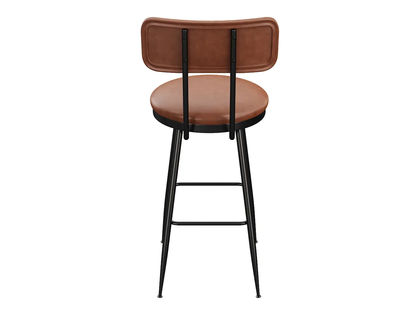 Taburete de bar, juego de 4, trona de cocina, silla de bar con reposapiés y respaldo, para comedor, cocina, piel sintética, marrón