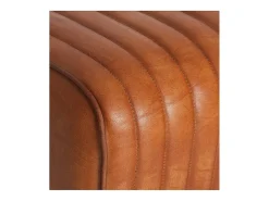 Taburete de bar Marina de piel marrón y patas de acacia maciza clara