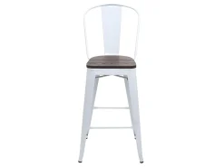 Taburete de bar MCW-A73 incl. asiento de madera, blanco