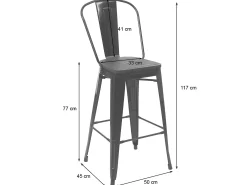 Taburete de bar MCW-A73 incl. asiento de madera, blanco