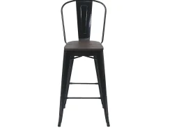 Taburete de bar MCW-A73 incl. asiento de madera, negro