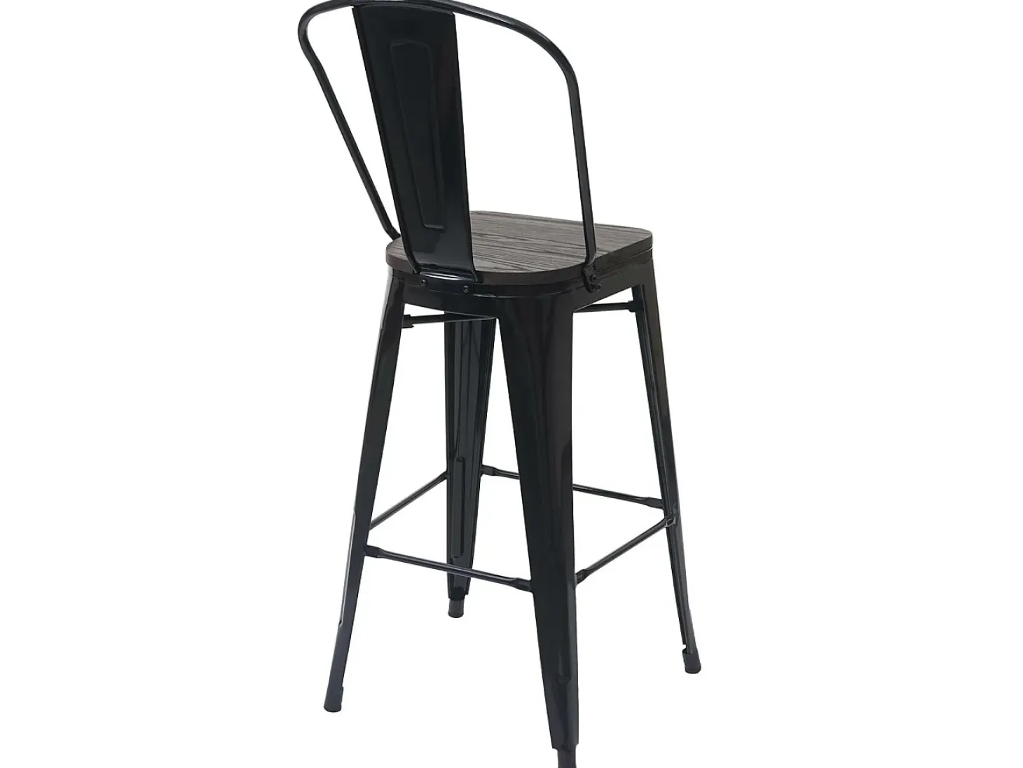 Taburete de bar MCW-A73 incl. asiento de madera, negro