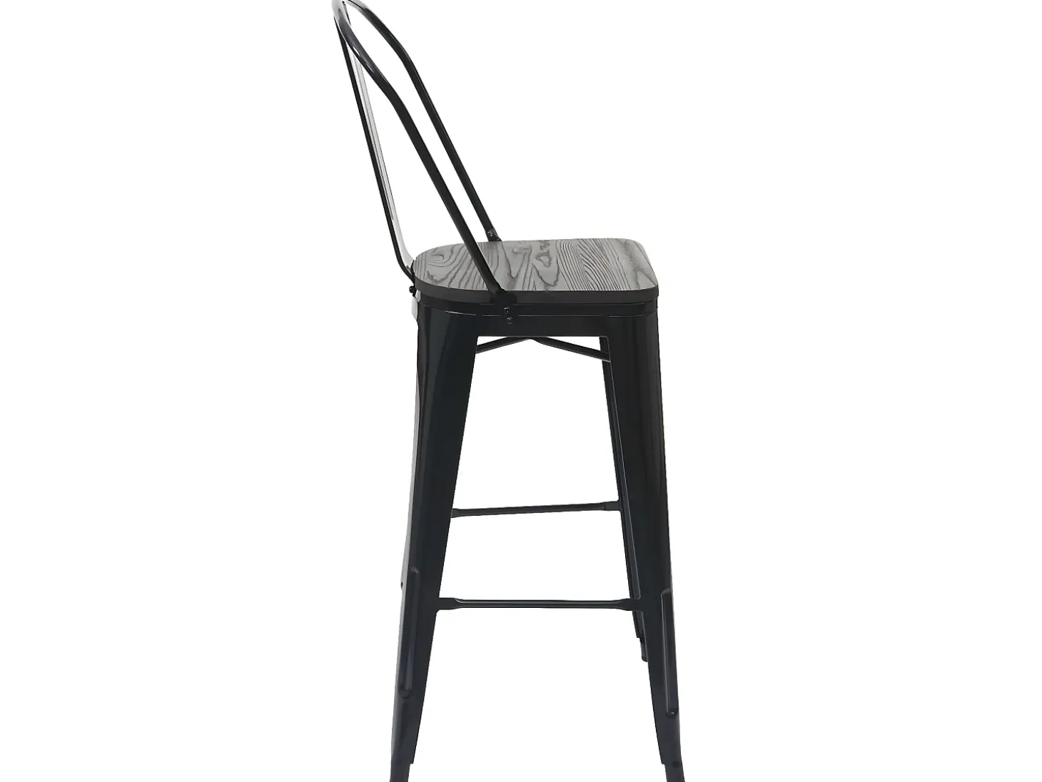 Taburete de bar MCW-A73 incl. asiento de madera, negro
