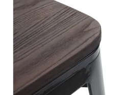 Taburete de bar MCW-A73 incl. asiento de madera, negro