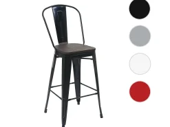 Taburete de bar MCW-A73 incl. asiento de madera, negro