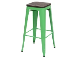 Taburete de bar MCW-A73 Metal apilable, verde