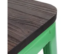 Taburete de bar MCW-A73 Metal apilable, verde