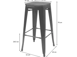 Taburete de bar MCW-A73 Metal apilable, verde
