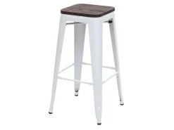 Taburete de bar MCW-A73 Metal apilable, blanco