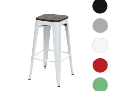 Taburete de bar MCW-A73 Metal apilable, blanco