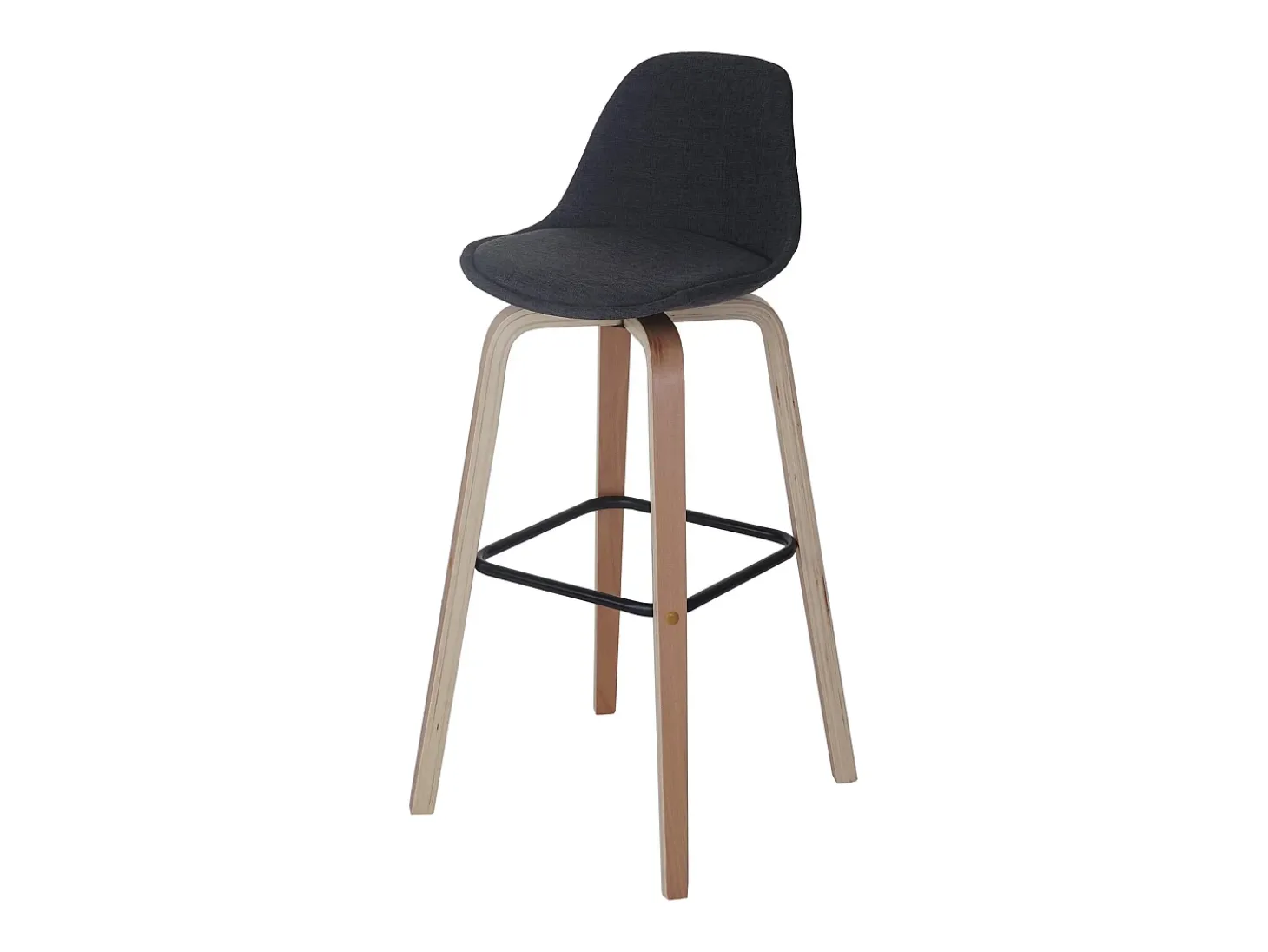 Taburete de bar MCW-A89 (set de 2), textil, gris oscuro
